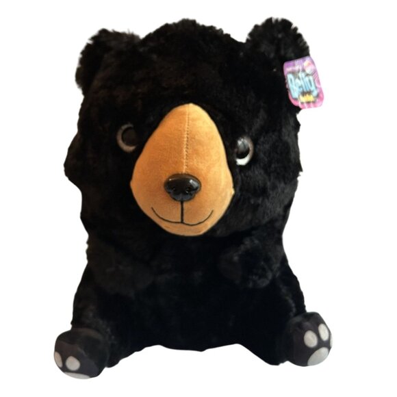 Belly Buddies Large Black Bear Plush Toy With Tags 14" Soft Stuffed Animal By Na - Picture 1 of 3
